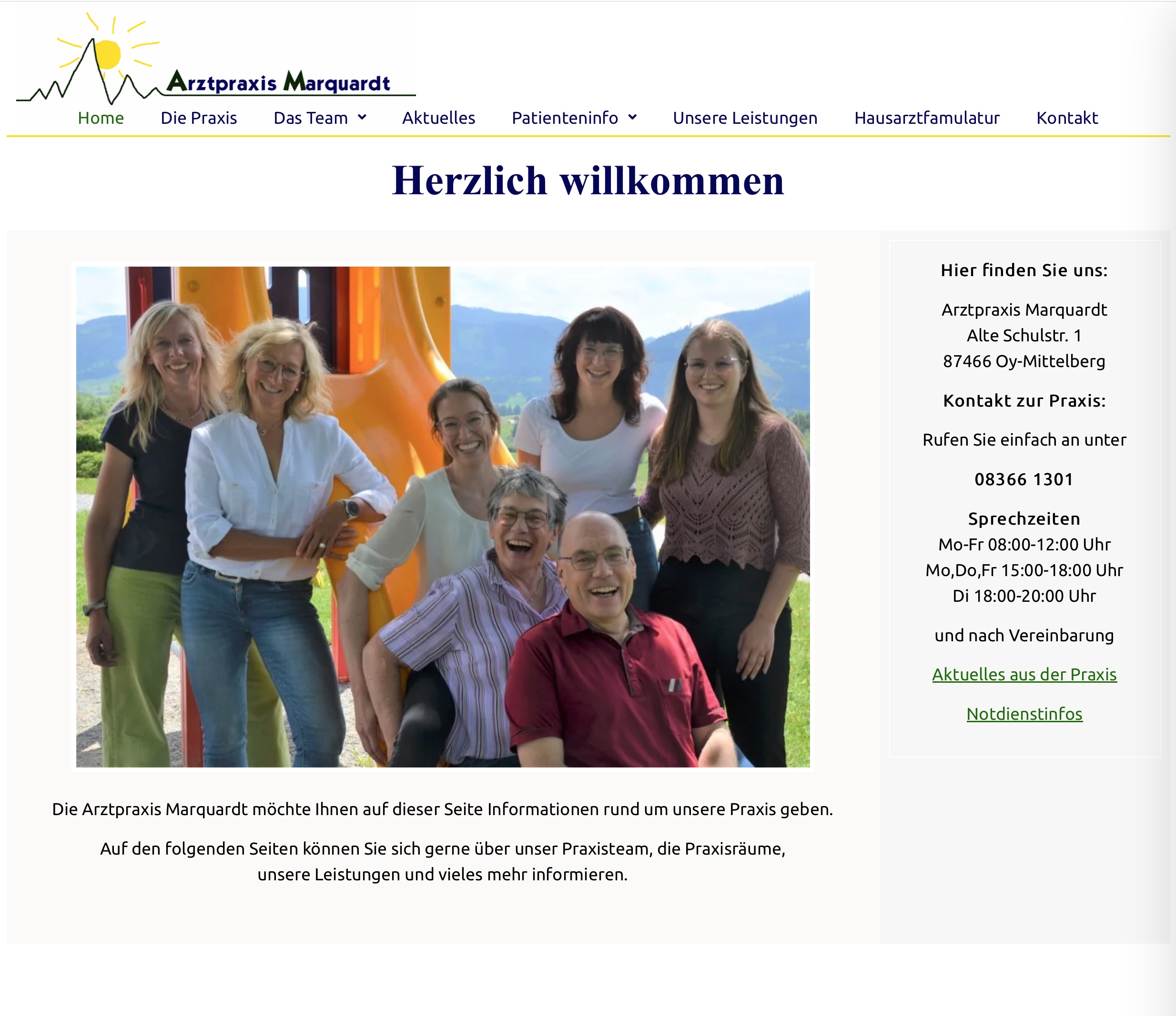 Website der Arztpraxis Marquardt